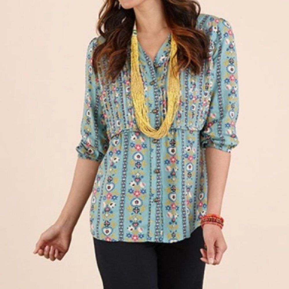 Matilda Jane Once Upon a Muse Top XS Blue Peasant Tunic Women's Shirt - Picture 1 of 9